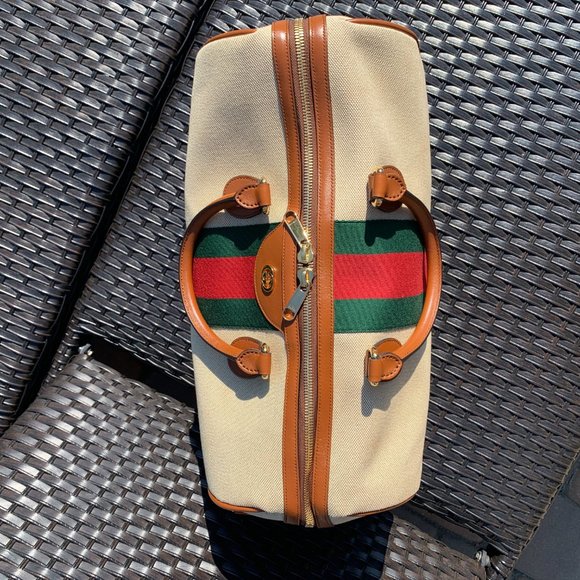 Gucci XL Travel Boston Bag w keys,lock strap,tag- Gorgeous! NEW W TAGS - Picture 9 of 15